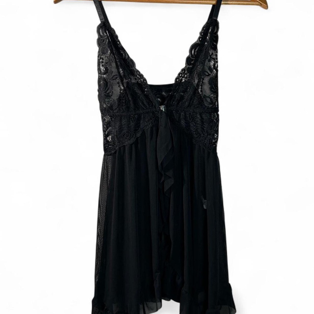 Lingerie Slip Blouse Black Lace Mesh Whimsigoth Moody Coquette Vintage Y2K XS